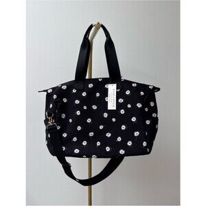 Alice + Olivia Black Daisy Print Duffel Travel Bag NEW